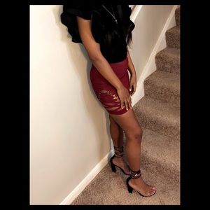 Oh Yes Burgundy Mini Skirt